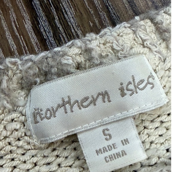 Northern Isles Cream Textured Silk Blend Knit Sweater Branch Embroidery Small - Picture 3 of 10
